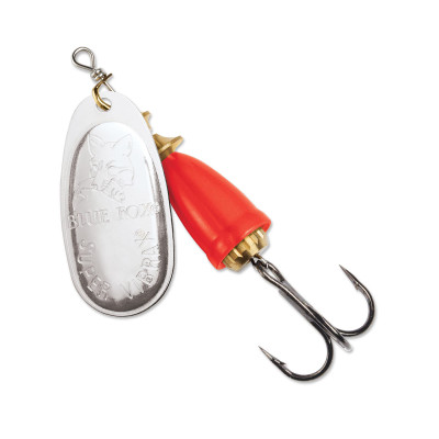 Blue Fox Classic Vibrax Spinner Silver-Fluorescent Red