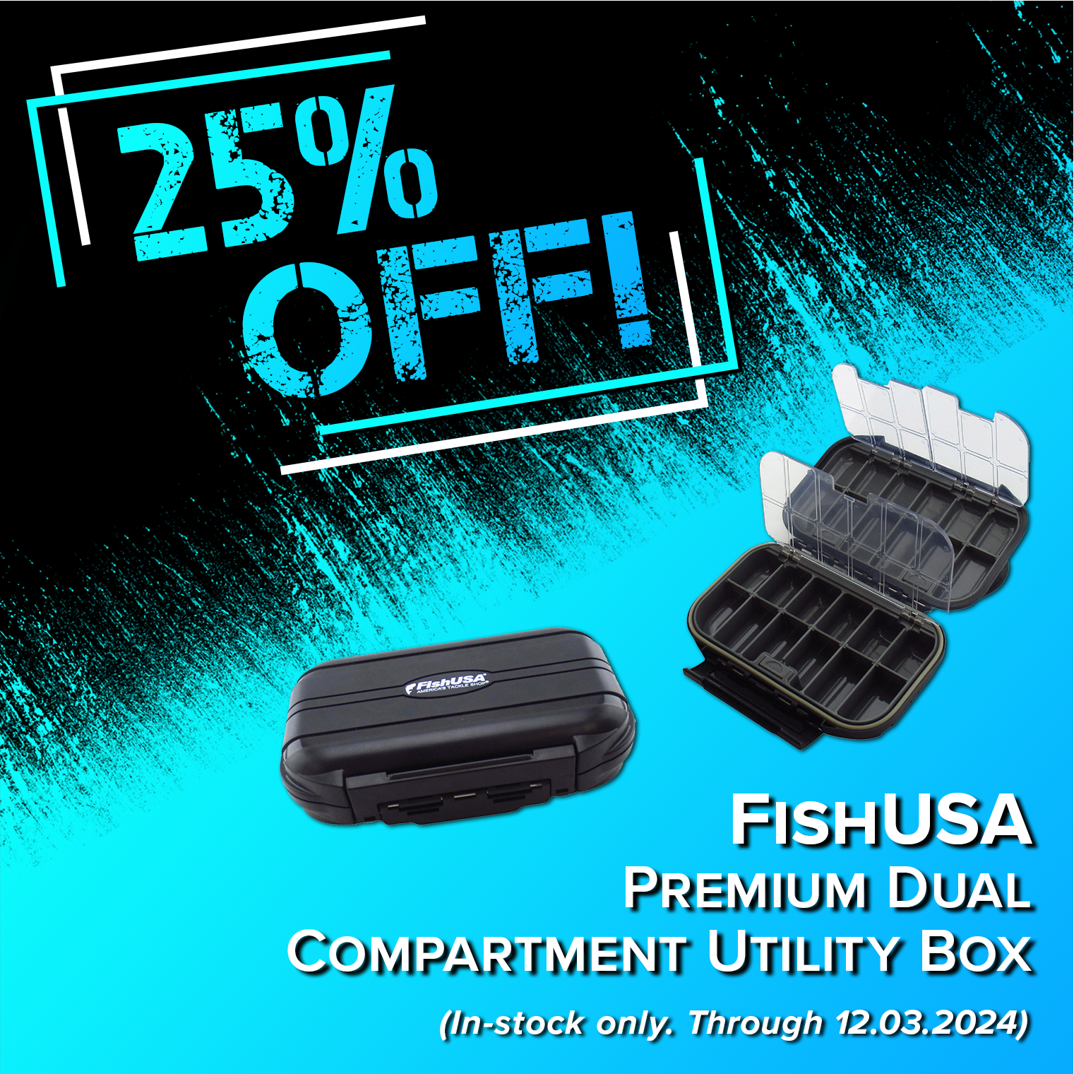 25% Off! FishUSA Premium Dual Compartment Utility Box (In-stock only.Through 12.03.2024)