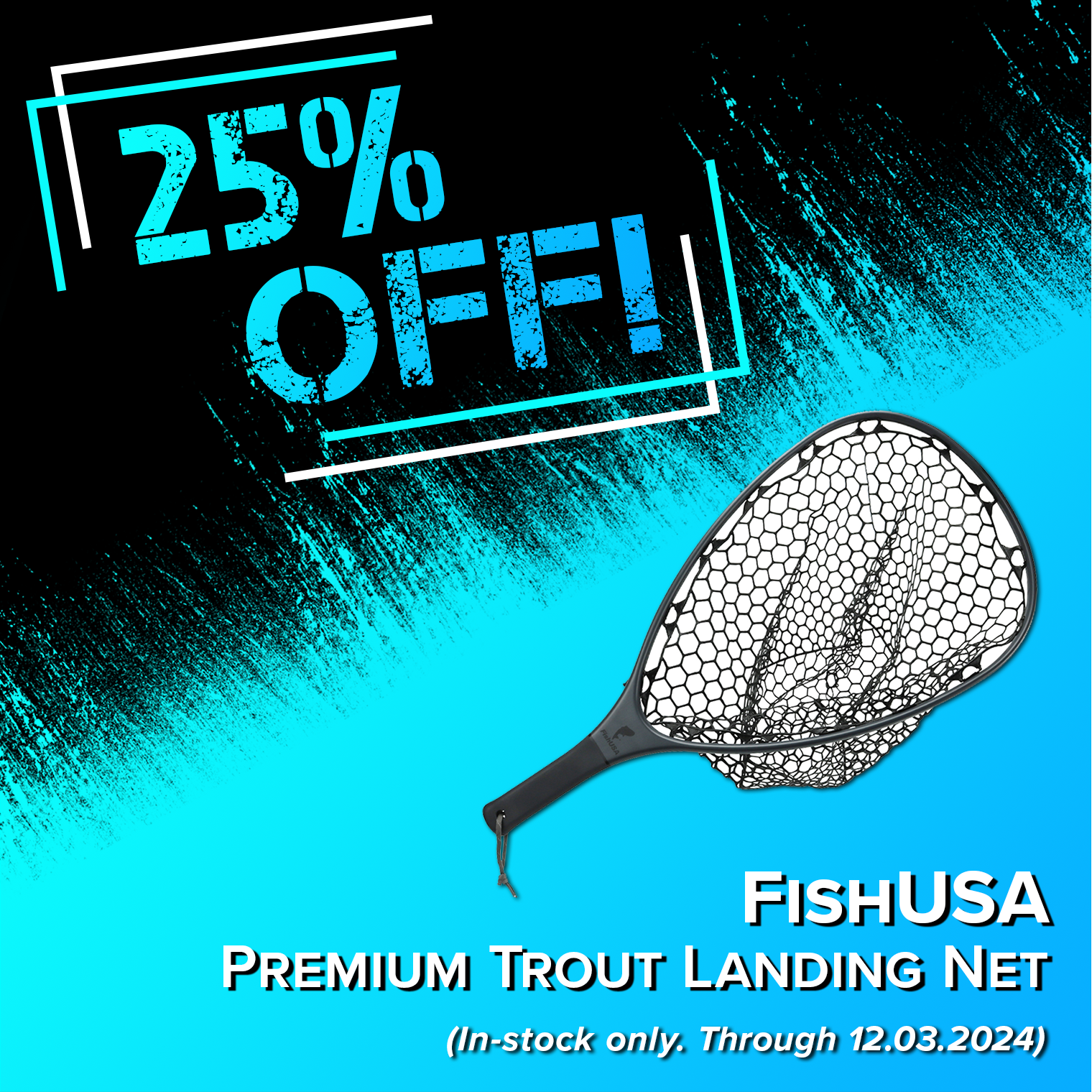 25% OFf! FishUSA Premium Trout Landing Net (In-stock only.Through 12.03.2024)