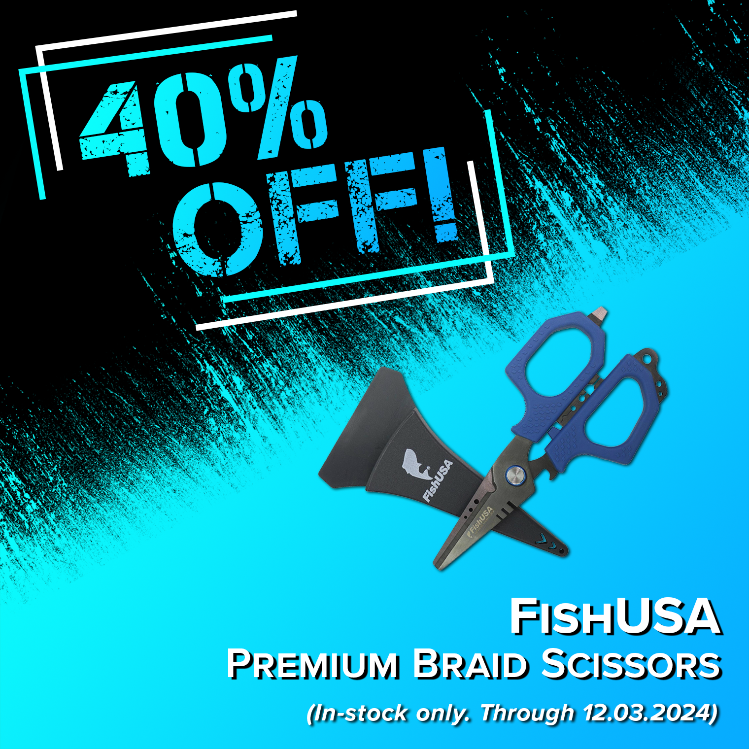 40% Off! FishUSA Premium Braid Scissors (In-stock only.Through 12.03.2024)